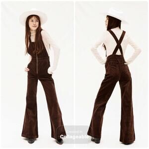 Rolla’s Eastcoast High Rise Flare Overall Size 27 Brown Corduroy Jumpsuit